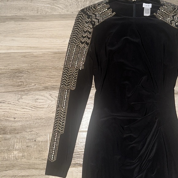 CACHÉ Scrunched Waist Studded Black Dress - Picture 2 of 5